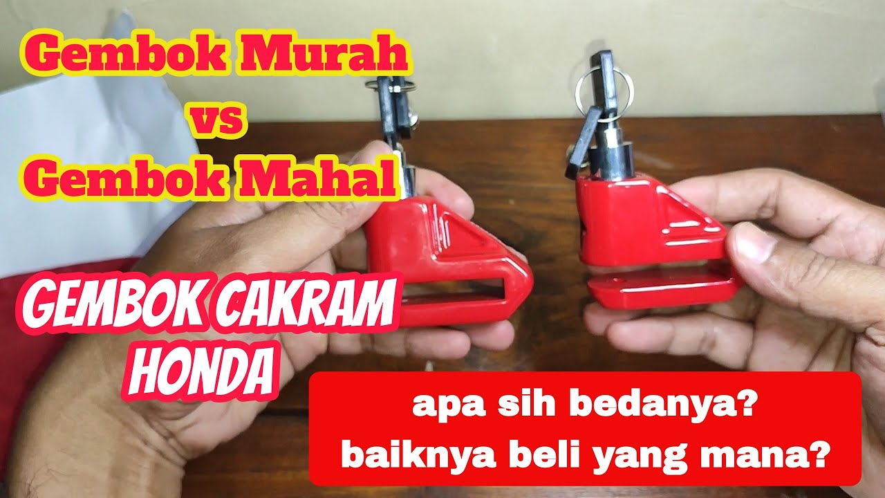 perbandingan gembok harga belasan ribu vs harga 100 ribuan (gembok cakram Honda)