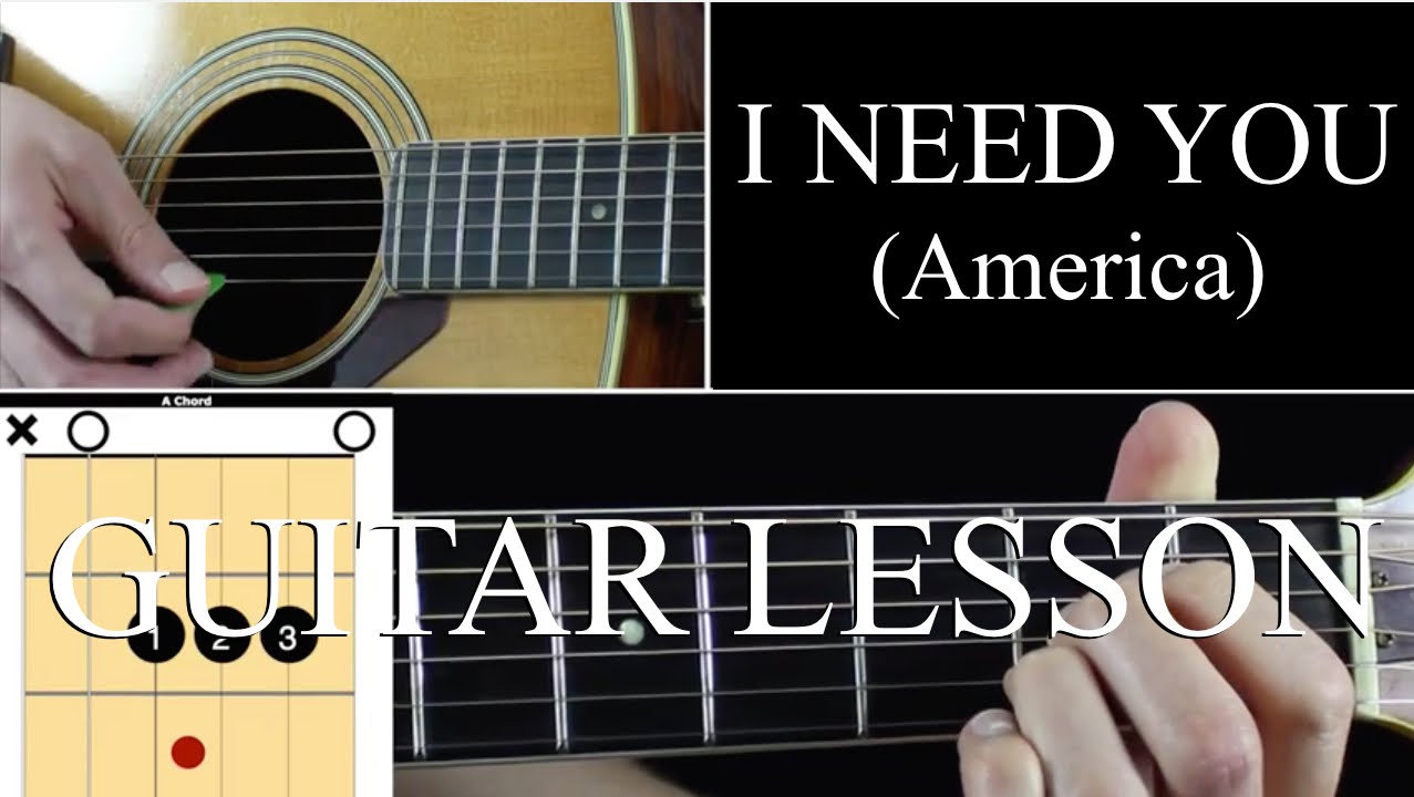 I Need You - Guitar Lesson Tutorial - America