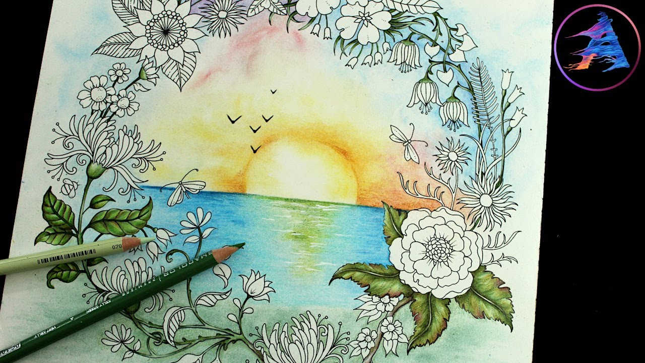 How to color leaves | WORLD OF FLOWERS book by Johanna Basford | Prismacolor colored pencils