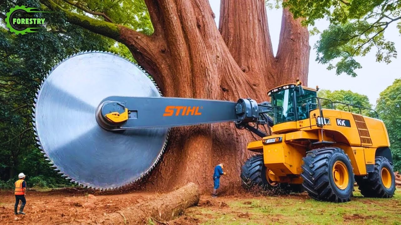 Extreme Dangerous Fastest Big Chainsaw Cutting Tree Machines | Monster Stump Removal Excavator #124