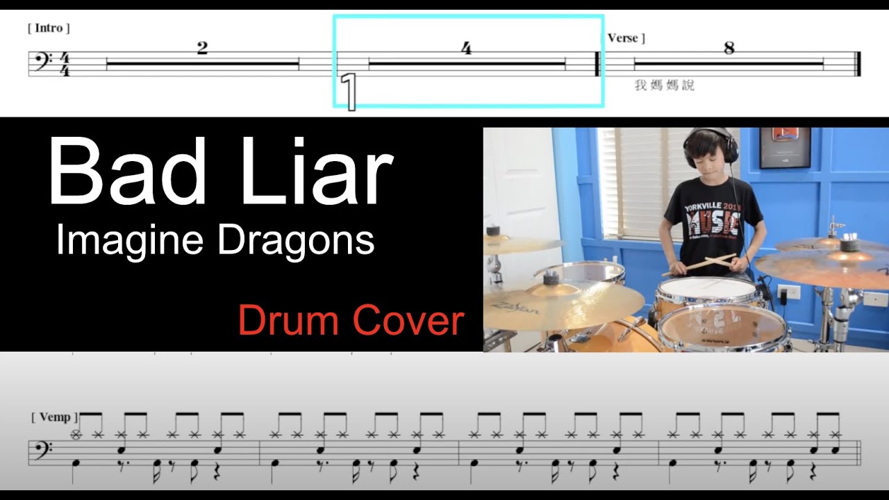 Imagine Dragons - Bad Liar ｜Drum cover｜動態鼓譜完整版
