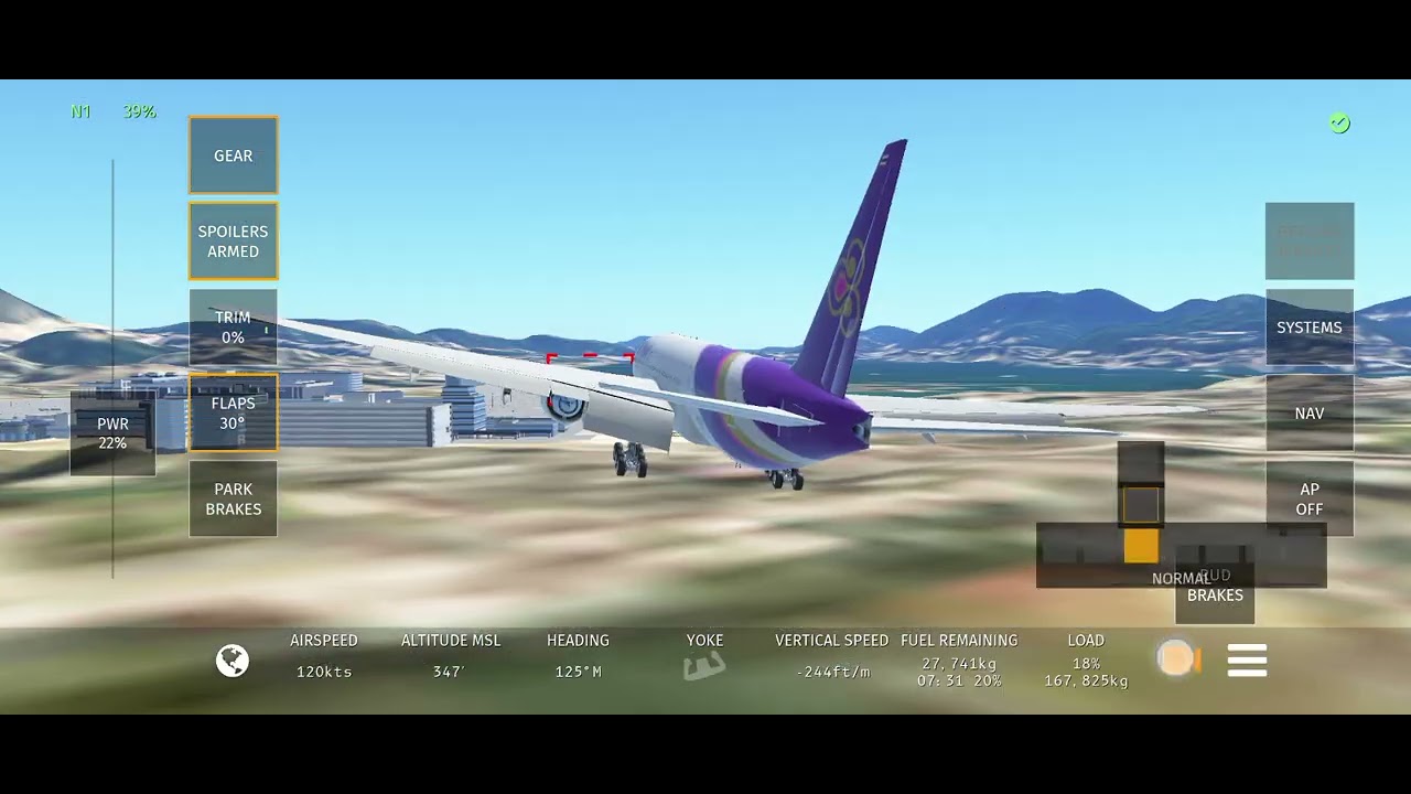 Infinite flight simulator Boeing 777-200ER Thai Airways Landing kai tak hard