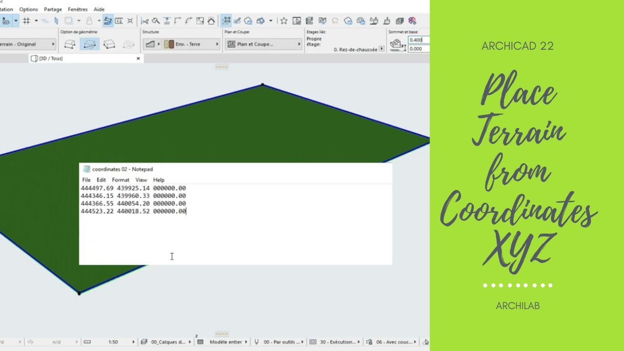 Archicad 22 | Place Terrain from Coordinates XYZ