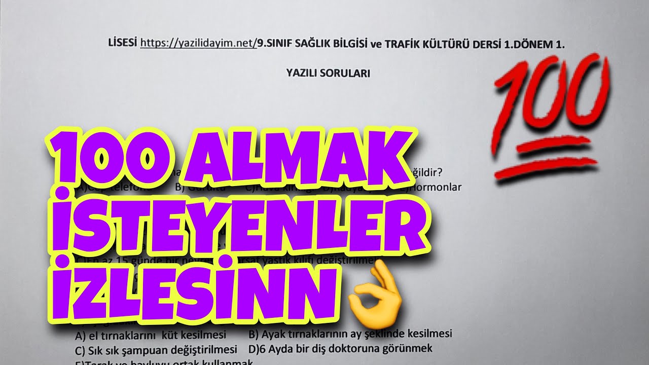 9.Sınıf Sağlık Bilgisi ve Trafik Kültürü 1.Dönem 1.Yazılı