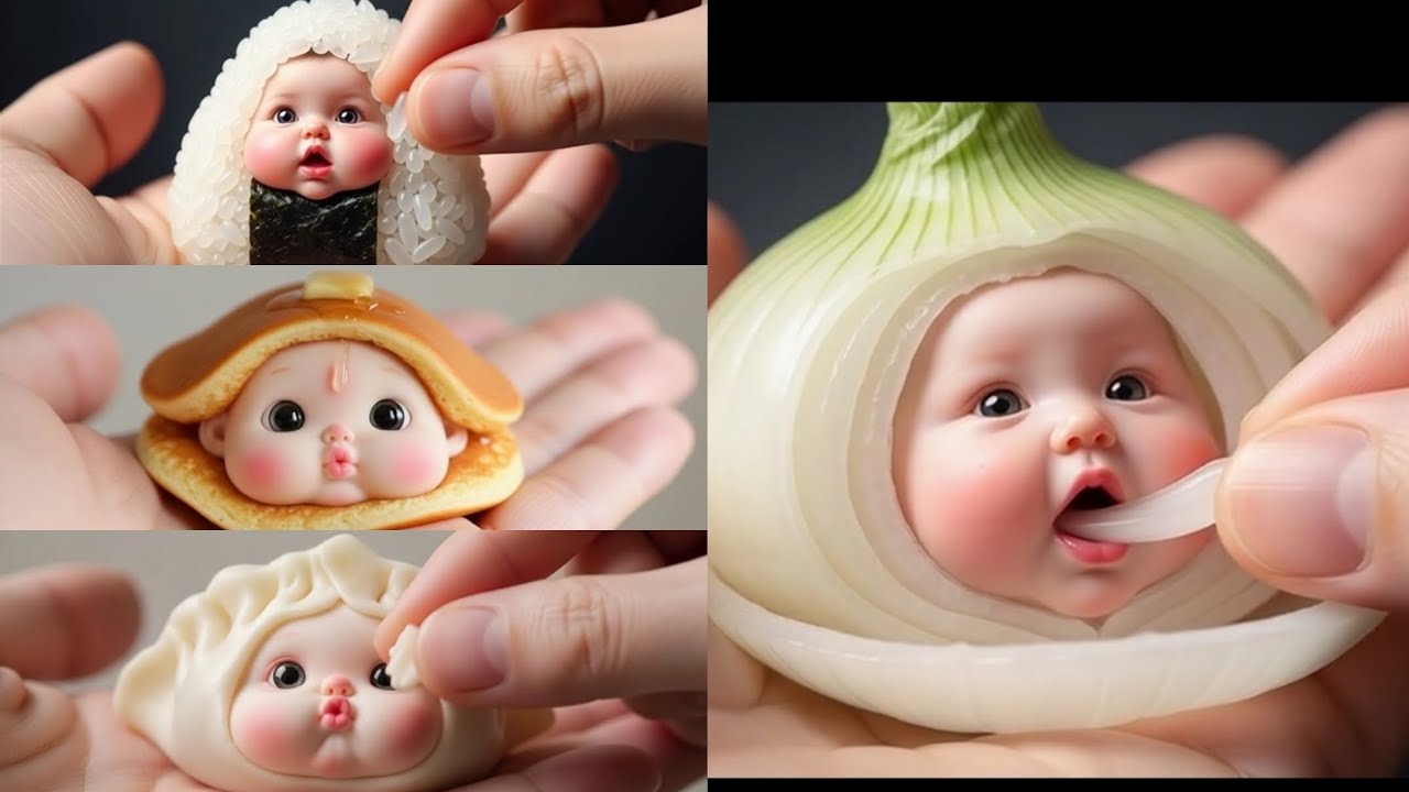 Tiny Porcelain Faces Inside Food 🥚🍓 | Surreal Cute Macro Art Compilation #surrealart #asmr 