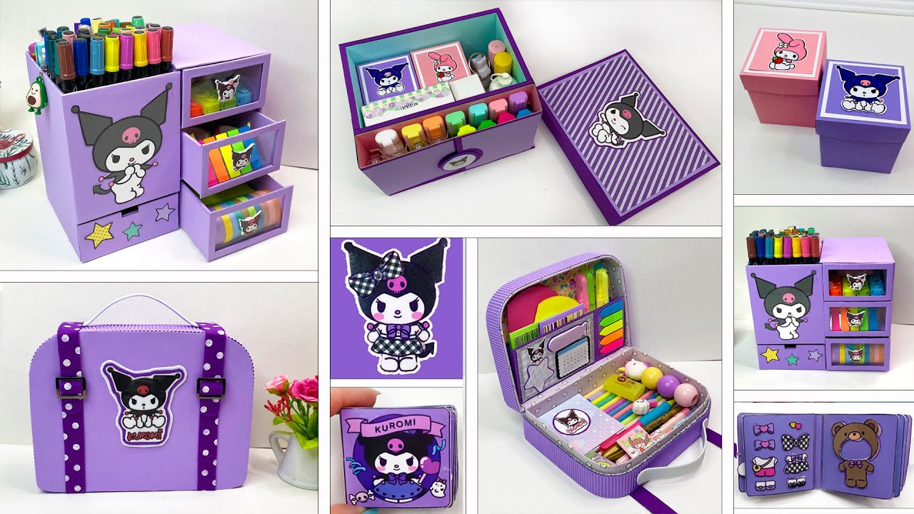 DIY Kuromi School Supplies Ideas - Cute Cardboard Crafts