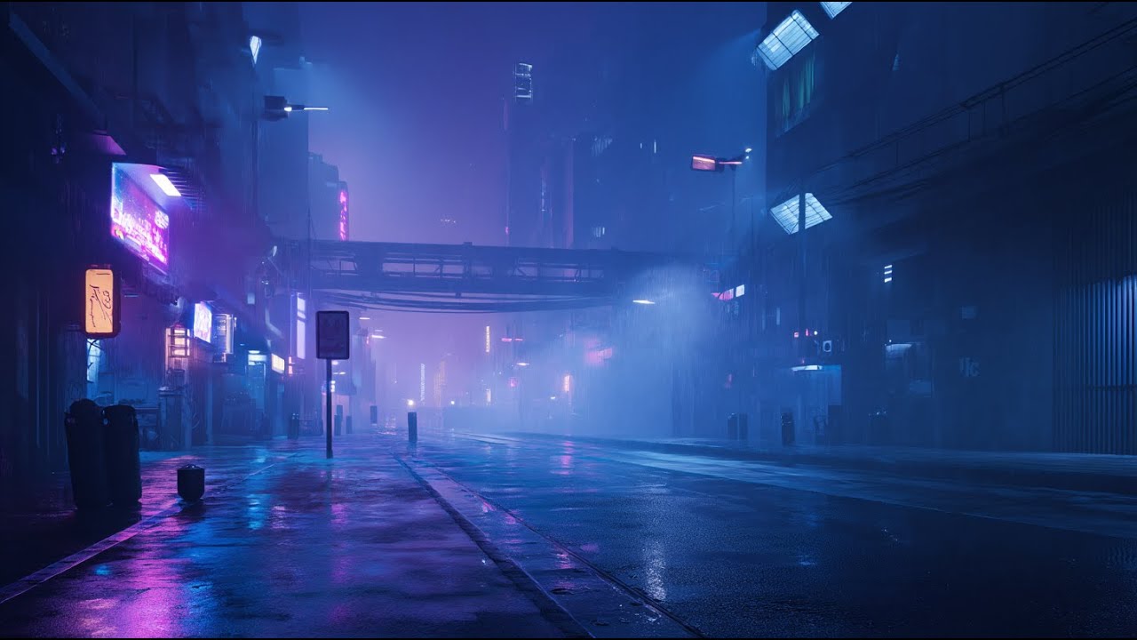 Cyberpunk City Ambience 🌃 Rainy Neon Streets for Deep Sleep, Relaxation & Calm