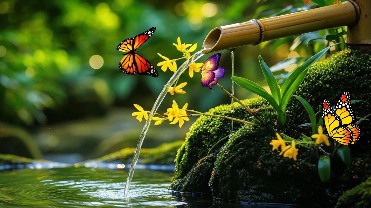 Relaxing Water Fountain Sound + Healing Piano Music 🌿 Deep Sleep, Meditation & Stress Relief