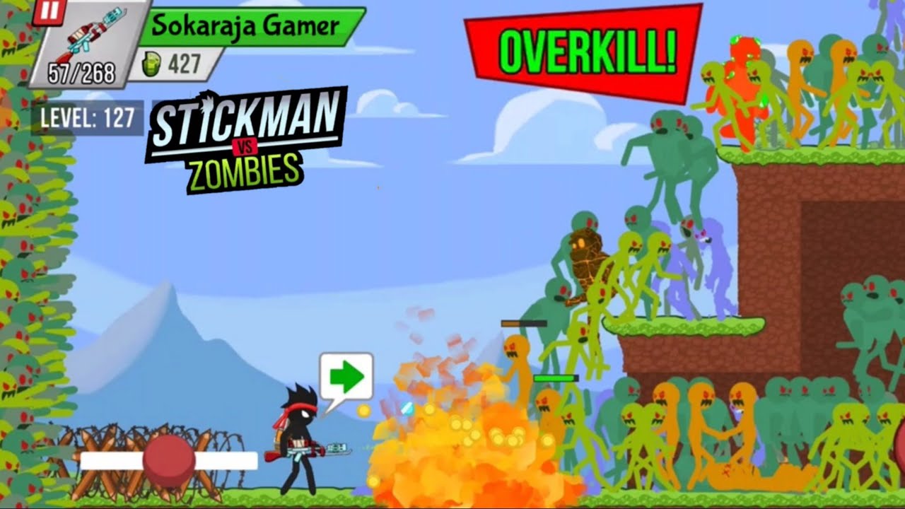 OVER KILL!! Stickman vs Zombies New Update Game Chapter 1 level 126-130