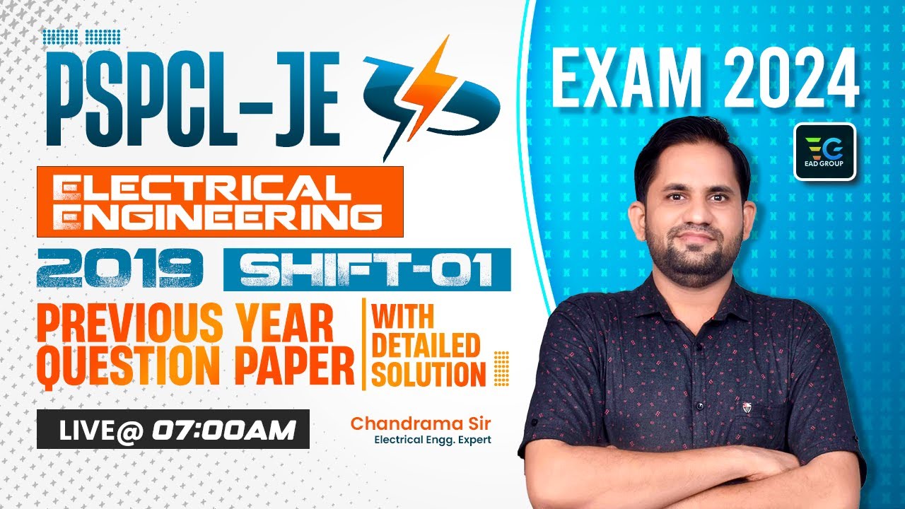 PSPCL-JE, Electrical Engineering 2019, Shift-01, Previous Year Paper Solution by Chandrma Sir,