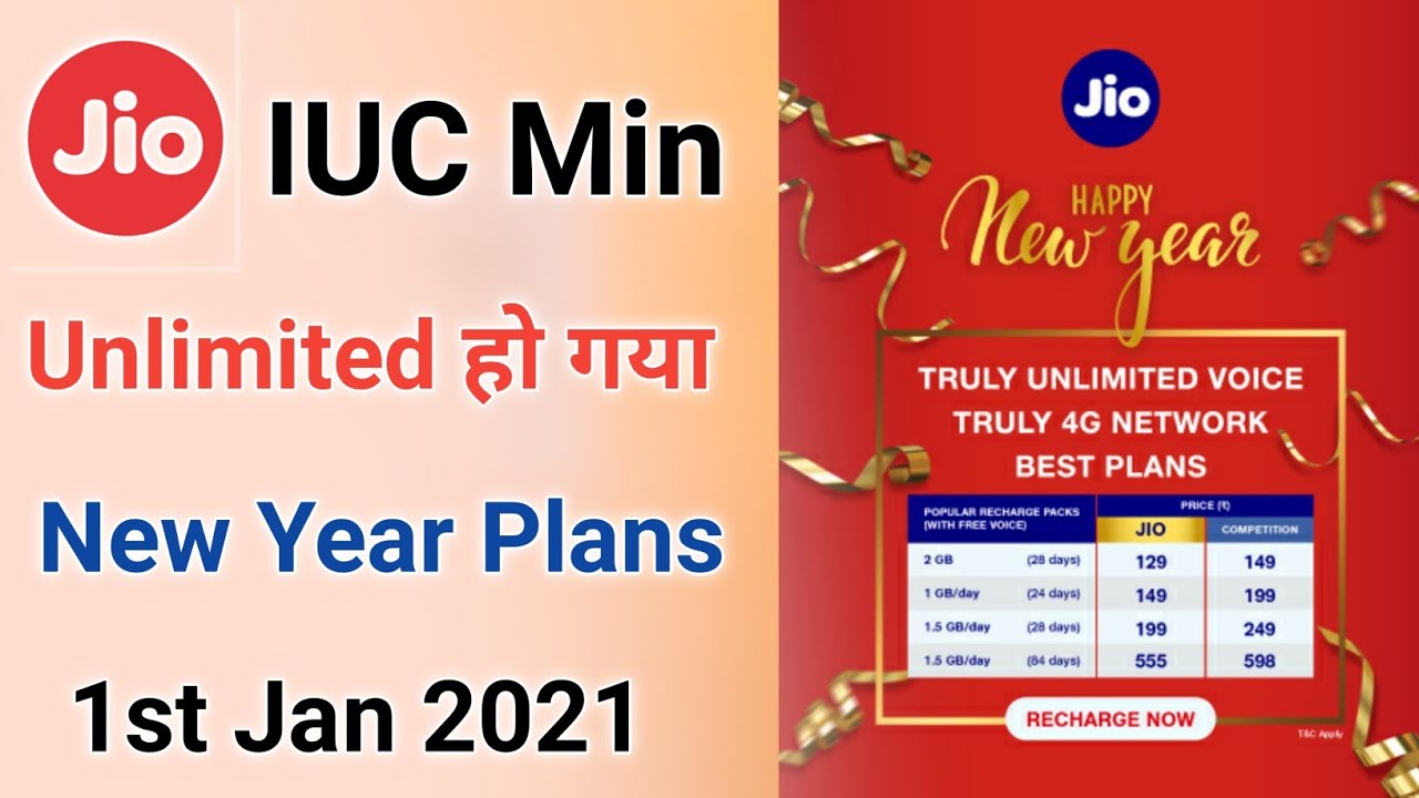 Jio New Year 2021 Offer IUC Minutes voice Call Unlimited|Jio New Year 2021Plan IUC Minutes Unlimited