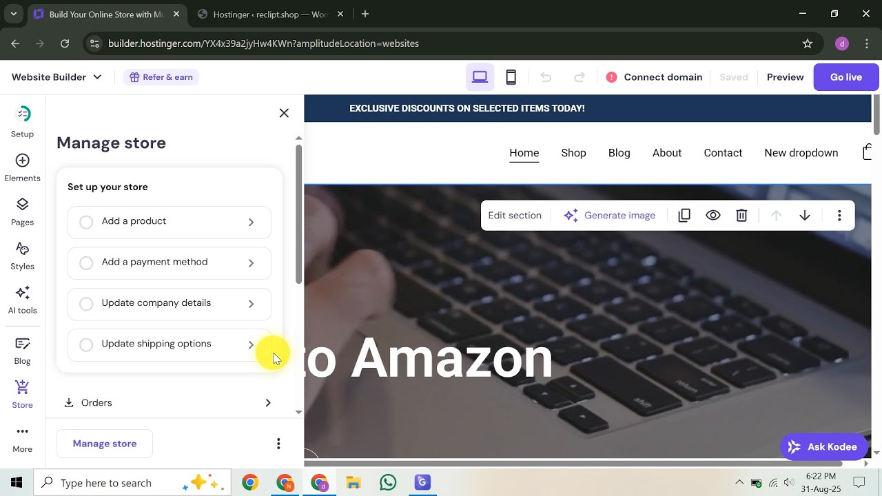How to Add Shipping Options on Hostinger
