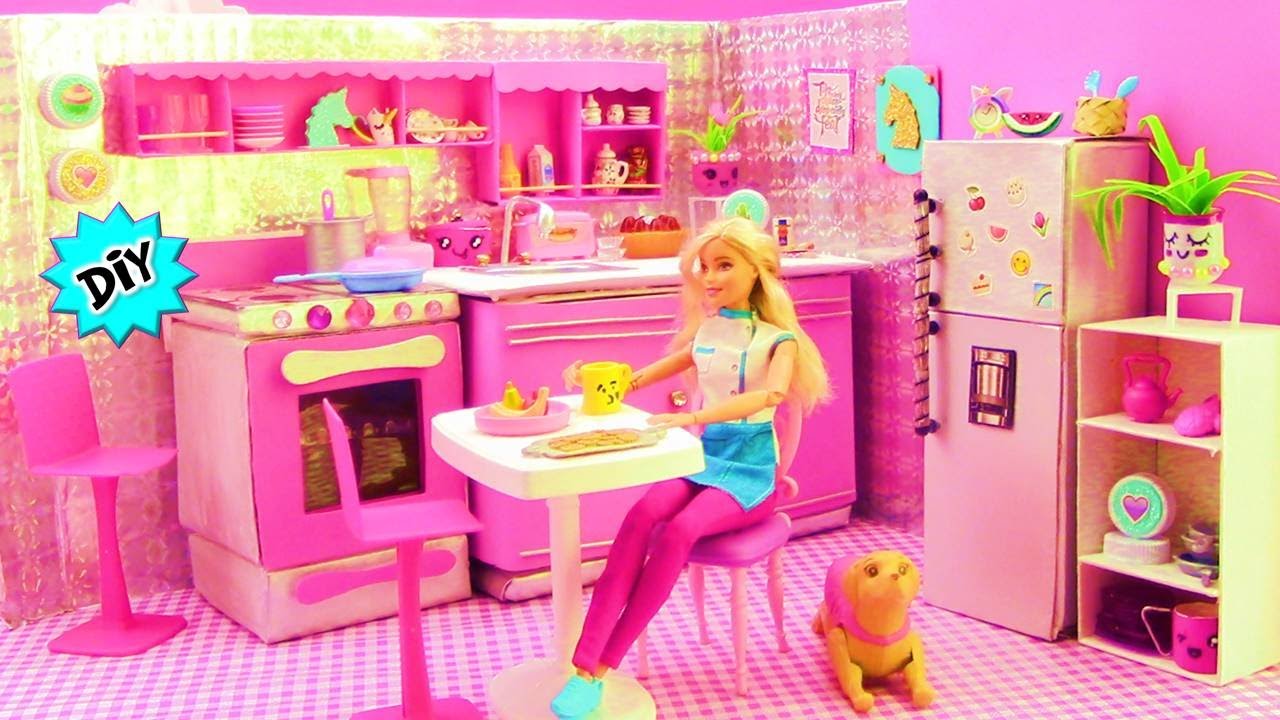 Como hacer COCINA para CASA de Muñecas UNICORNIO para Barbie / Muchas IDEAS para Decorarla!!
