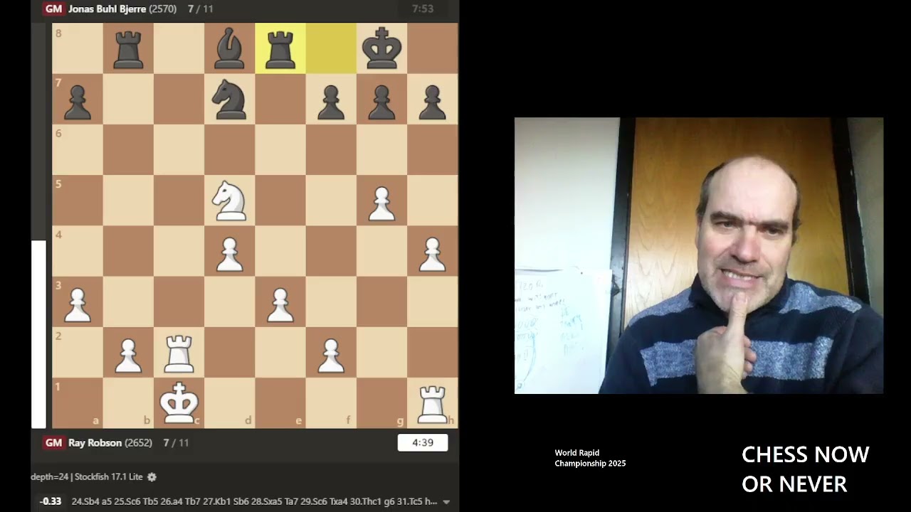 Ray Robson USA vs Jonas Buhl Bjerre DK , Rapid World Championship 2025