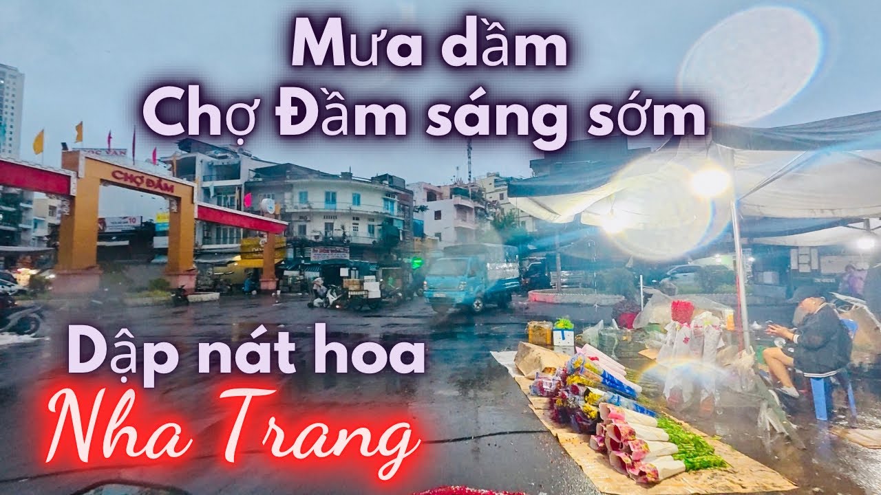 Mưa dầm mưa dề , ướt át chợ Đầm sáng sớm ,Hoa Tươi ướt át dập nát hết rồi 