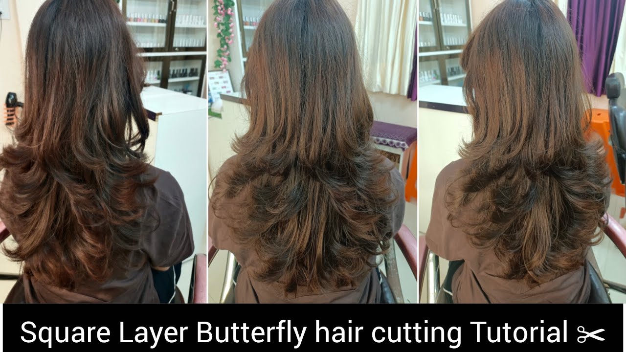 Square Layer Butterfly hair cut Step by step Tutorial ✂️ part -1