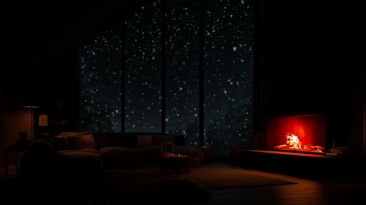 Quiet Winter Night in a Cozy Cabin 🔥 Serene Winter Cabin Vibes with Snowy Views & Crackling Fire