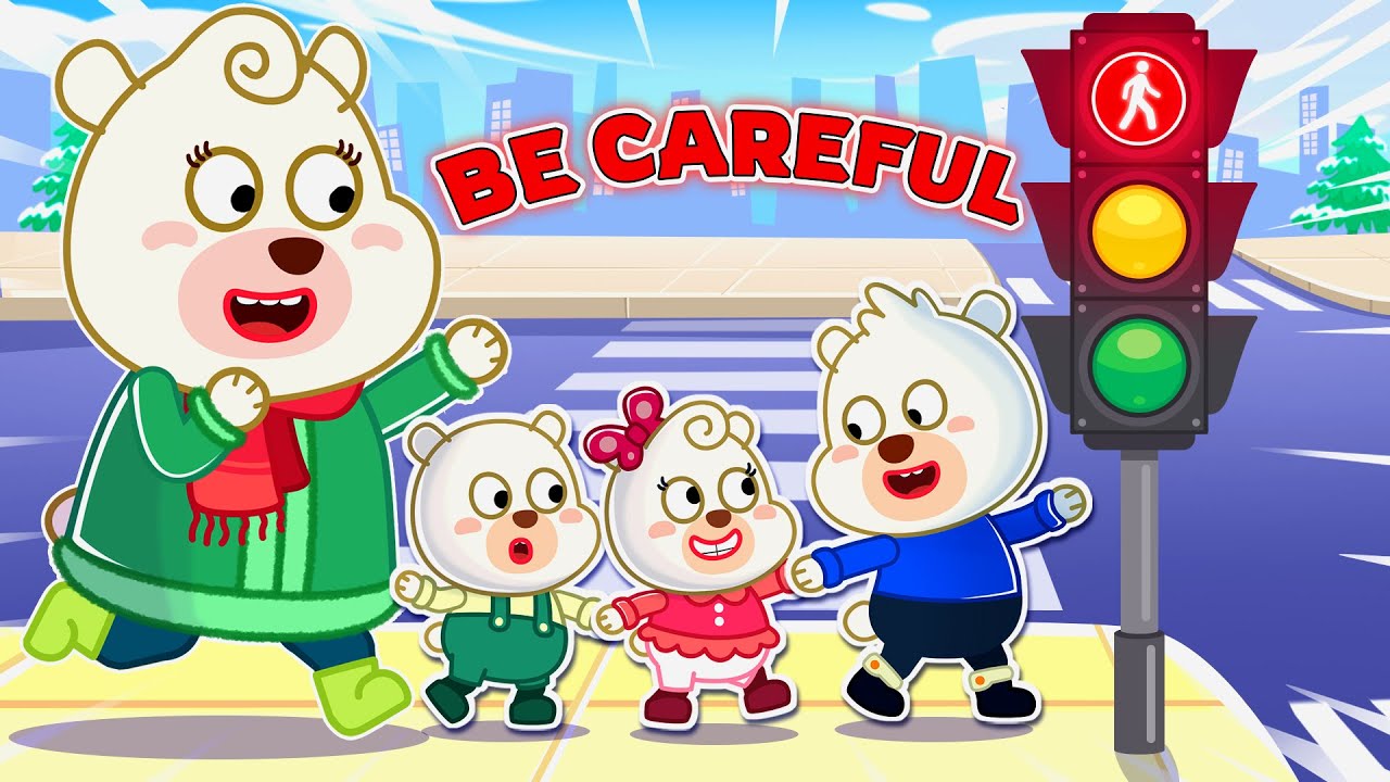 Bearee Fun & Learn 🐻 Mom Teaches Bearee to Cross the Street Safely 🚦 | Pets Cartoon for Kids
