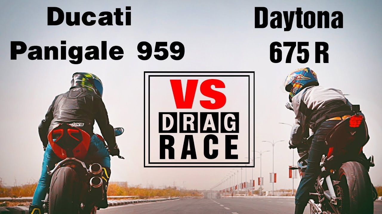 Ducati Panigale 959 vs Daytona 675R Drag Race