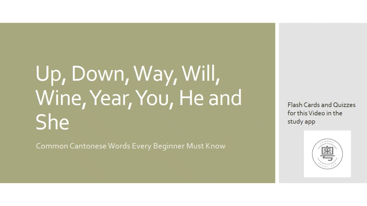 Common Cantonese Words Every Beginner Must Know: Up, Down, Way, Will, Wine, Year, You, He and She