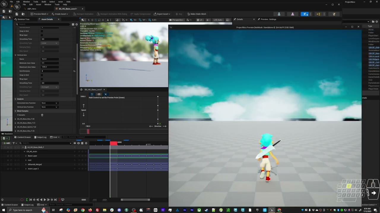Player Walk Animation Set UE5.6 Control Rig - 10 - Blend Space Bone Weights