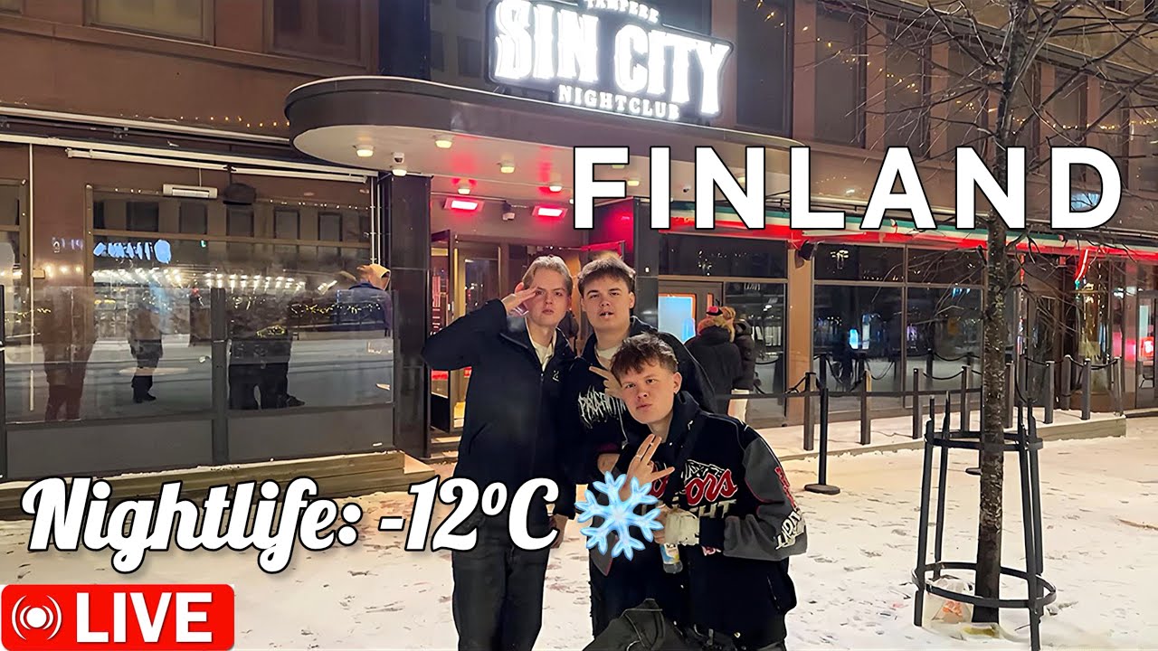 TAMPERE CITY COLD & SNOWY WINTER NIGHT LIFE | FINLAND STREET AT MIDNIGHT -12°C ❄️