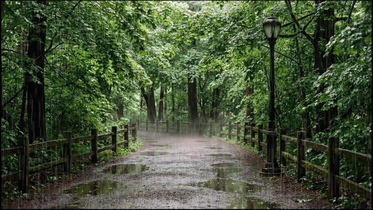Light Rain Through Woodland Leaves | Peaceful Ambient Audio for Relaxation