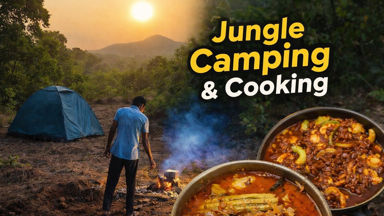 Camping in Jungle | Making Cashew Nut Curry & Beans Kadhi on Firewood