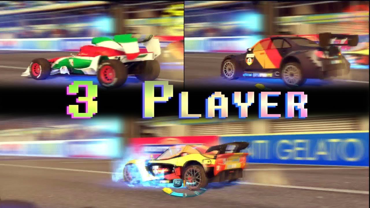 Cars 2 Crazy 3 Player Split Screen Battle Race Francesco vs Max vs Miguel