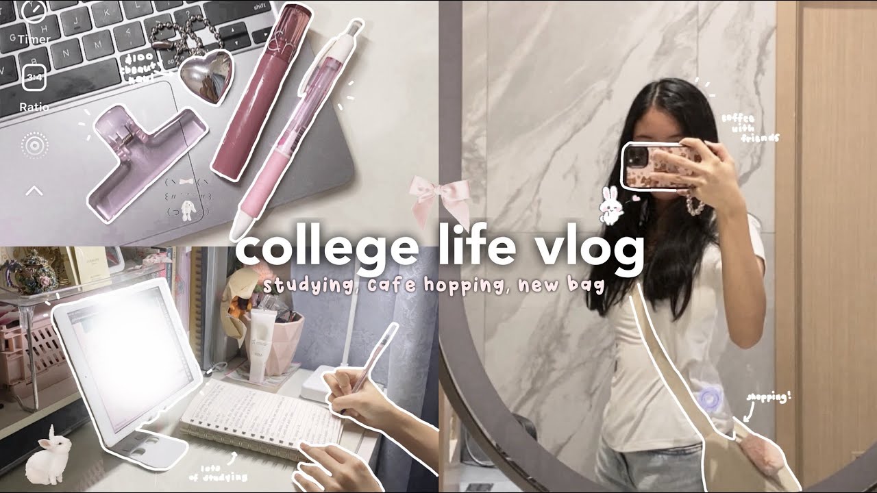 COLLEGE LIFE VLOG ˚𝜗𝜚 studying for tests, new school bag, cafe hopping, competition, JUDYDOLL haul