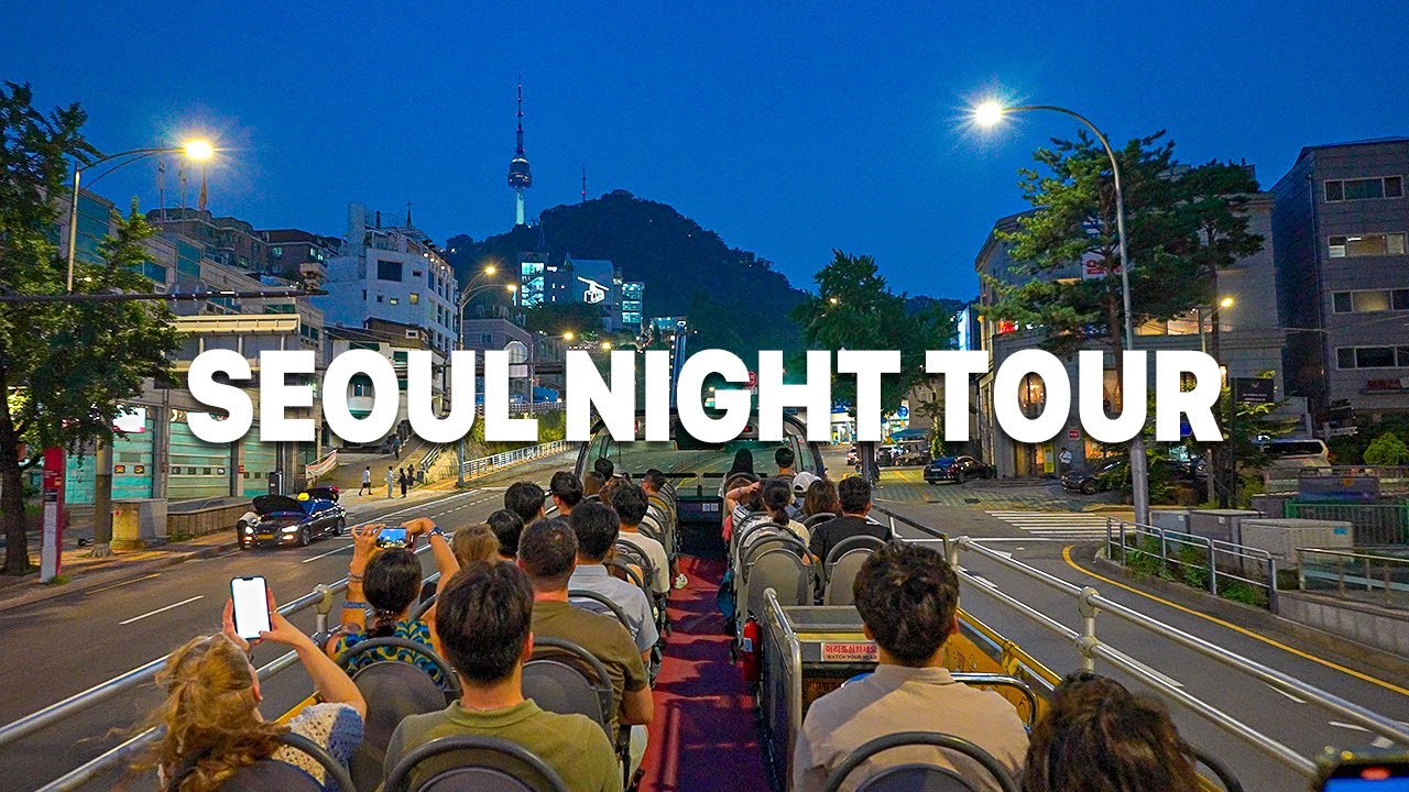 Seoul Night City Tour Bus Panorama Full Video | DDP Gyeongbokgung Namsan Myeongdong | 4K HDR