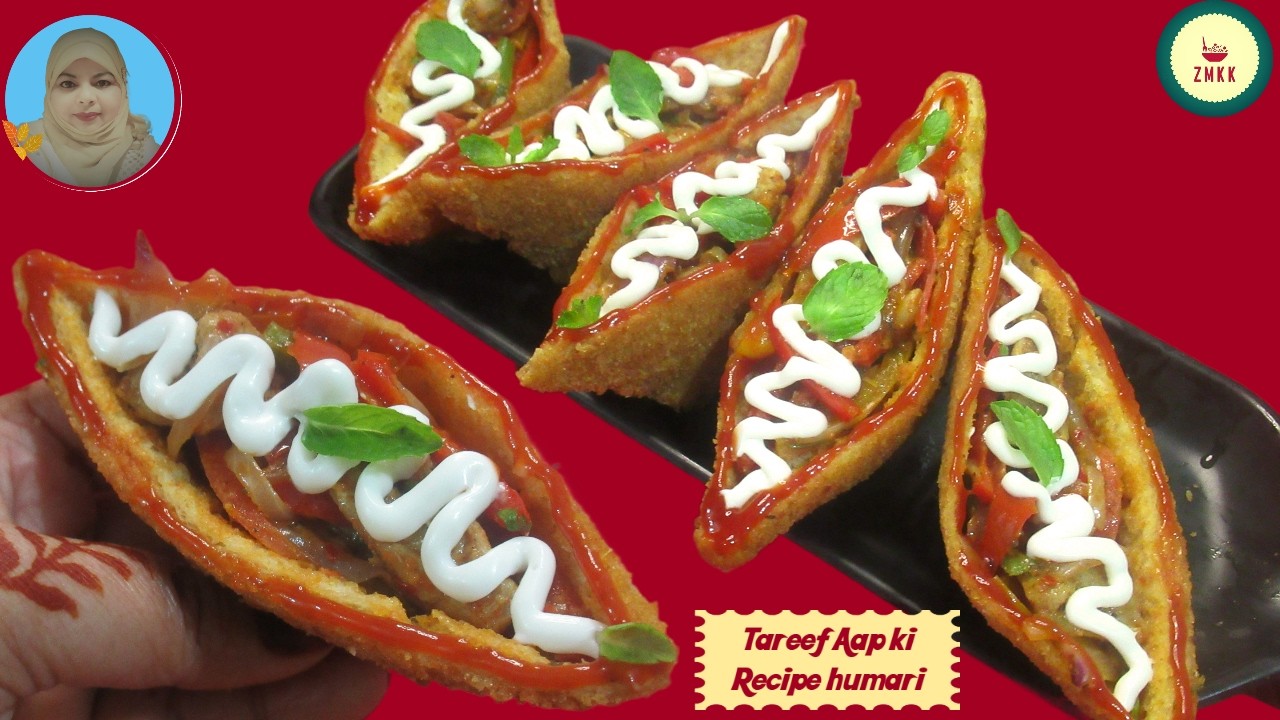 Chicken bread boat , Aaj se pehle aap ne ye try nahi kiya hoga Aaj zarur try karen   BY   ZMKK