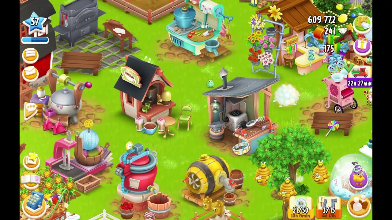 Nuevo catálogo con flores azules en las granjas de Hay Day