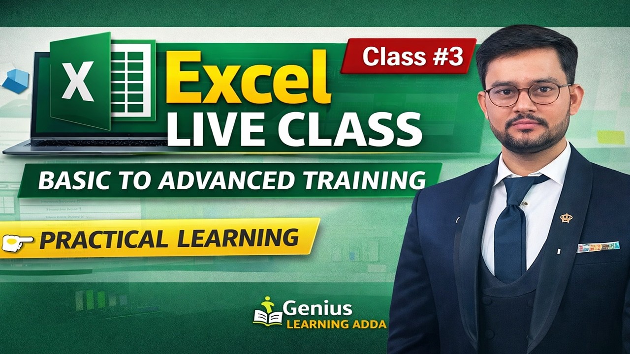 Excel Live Class 3 | Excel Training | Basic to Advanced Excel Session | Genius Learning Adda