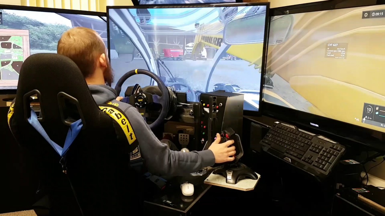Farming simulator 2017 wheel + joystick, 3x50inch screens