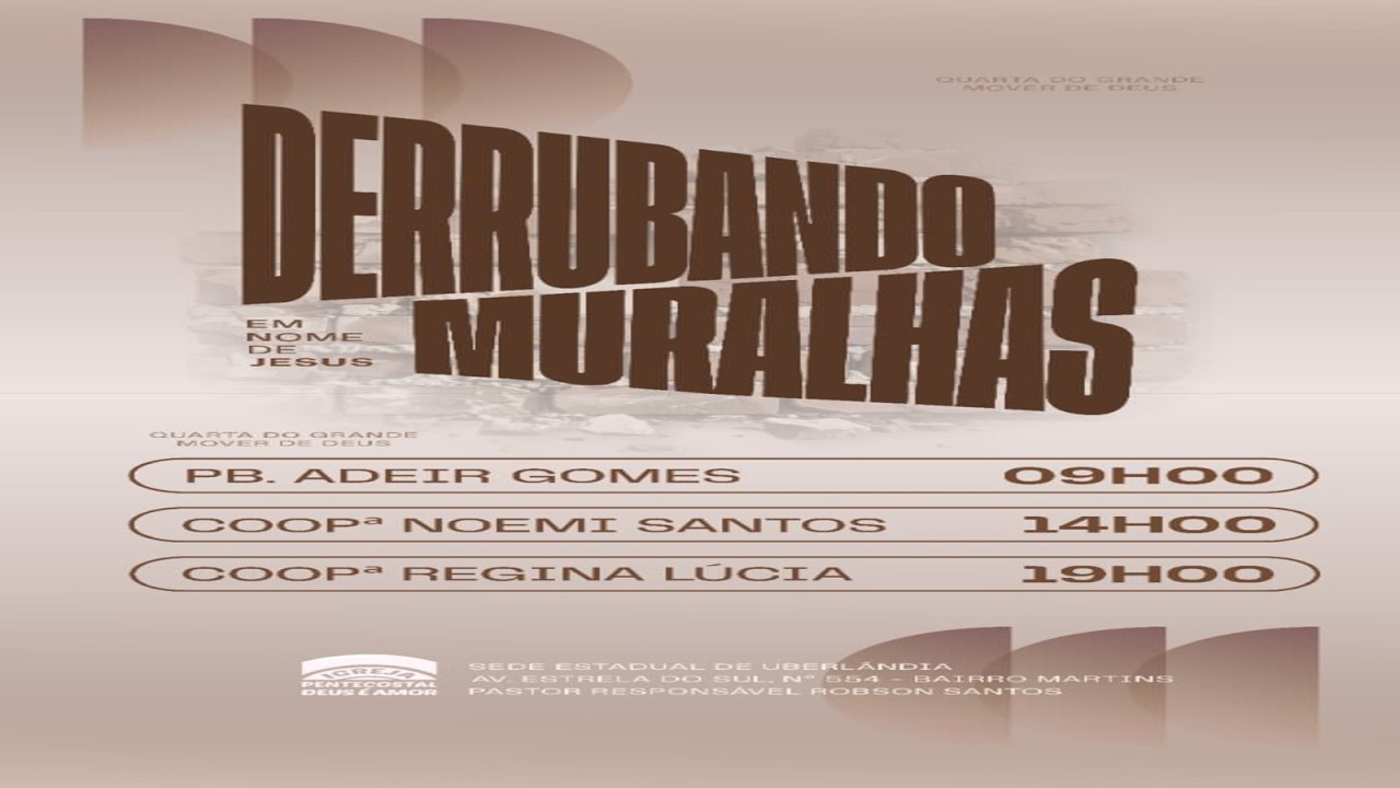 QUARTA DO GRANDE MOVER DE DEUS l DERRUBANDO MURALHAS 9H