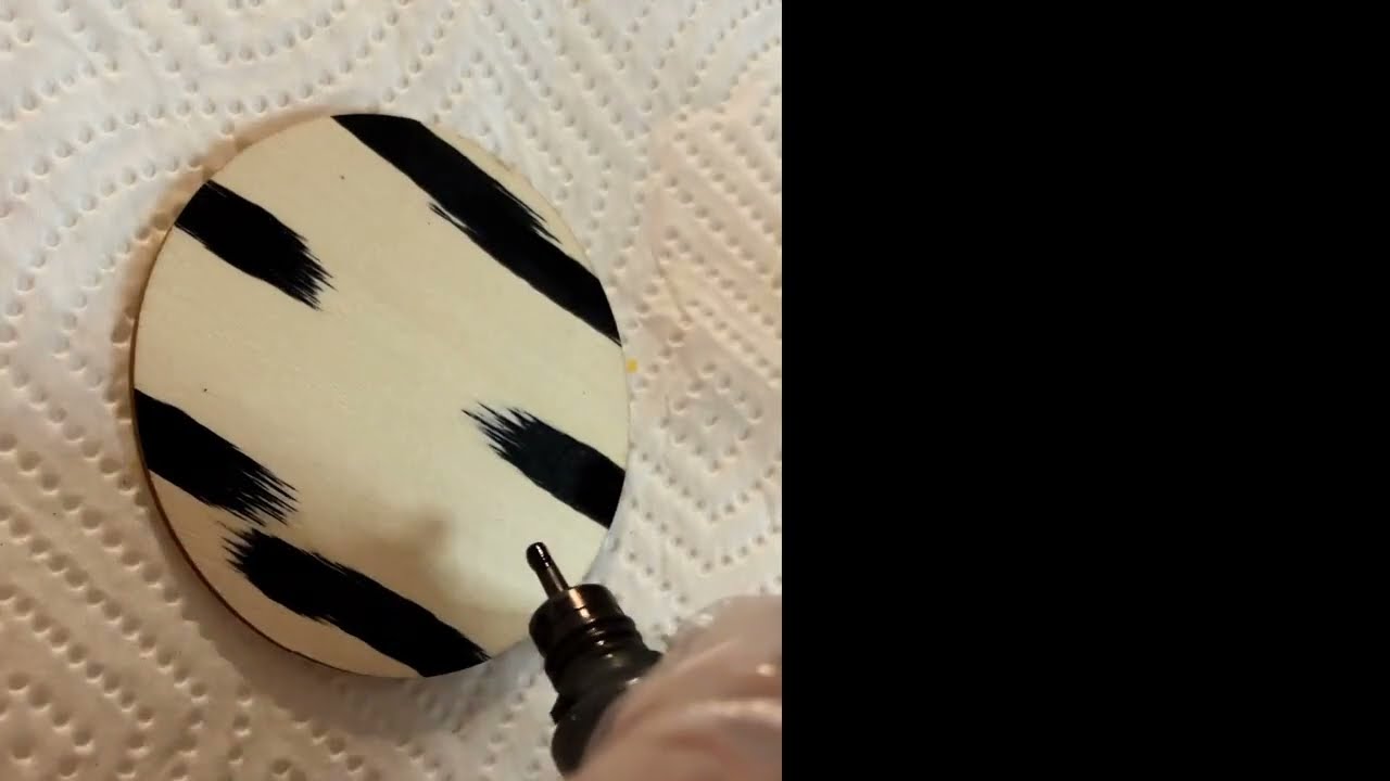 Wooden alcohol ink magnet with the Magic of the Mixative Pour!
