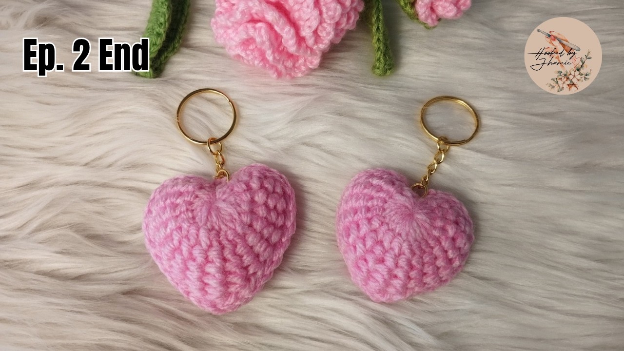 Ep.2 Crochet Heart Keychain❤️ Assemble| Step by Step tutorial| Heart Keychain