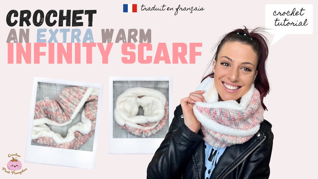 Crochet Tutorial - Infinity Scarf / Snood - extra warm with fleece lining - FREE pattern - Accessory