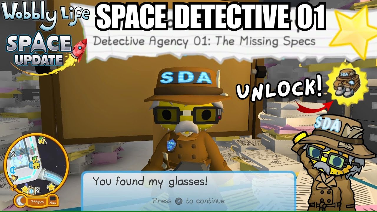 UNLOCK SPACE DETECTIVE OUTFIT! SPACE DETECTIVE 01: THE MISSING SPECS! Wobbly Life Space Update!