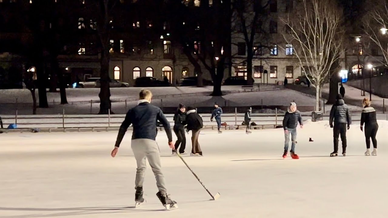 Stockholm Walks: Vasaparken - Torsgatan. Popular ice rink and dark back streets. 