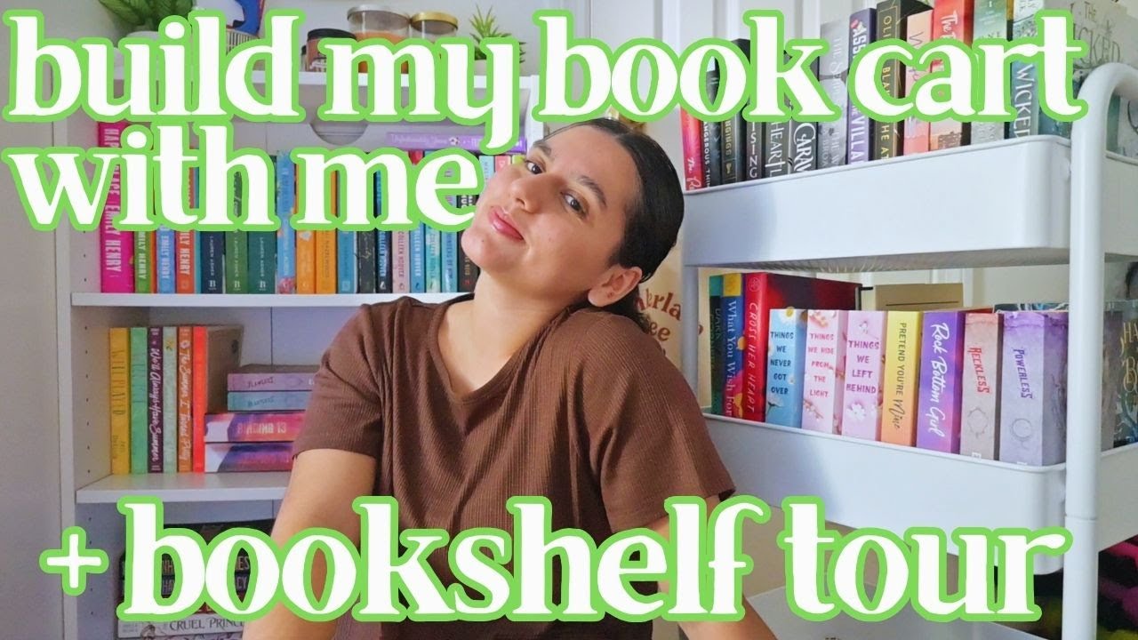 build my tbr book cart with me + bookshelf tour