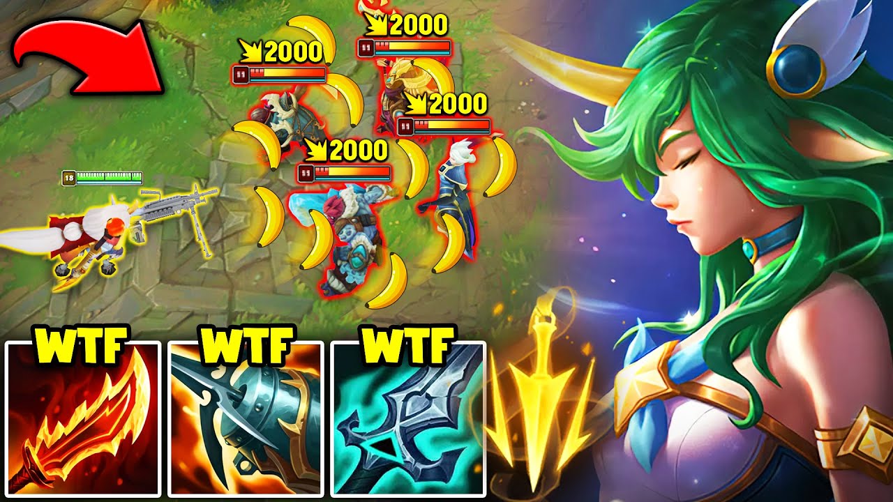 Soraka but I have a Banana Machine Gun that mows down the enemies (THIS IS HILARIOUS)
