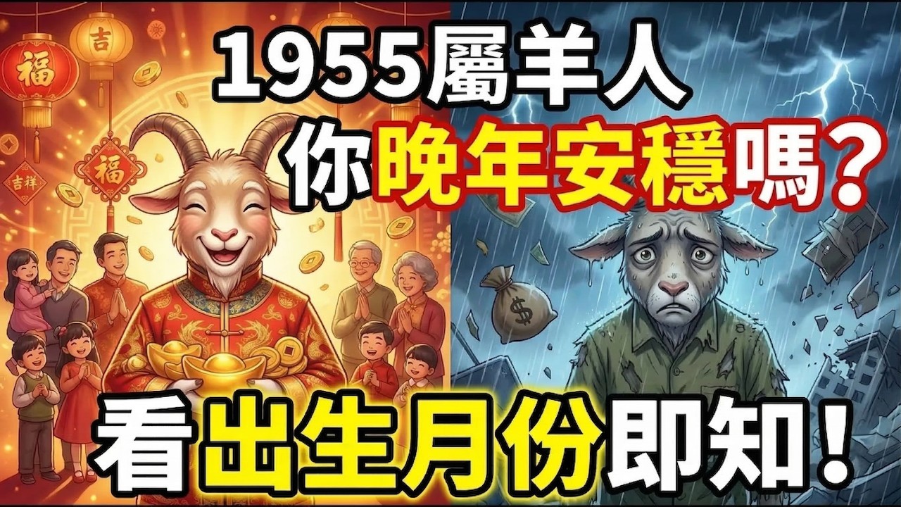 1955年屬羊人，晚年安穩嗎？看你的農曆出生月份就知道，71歲後的劇本早已寫好！#生肖羊2026運勢 #1955年屬羊 #晚年運勢 #2026屬羊運程 #居家風水佈局 #1955年生肖羊 #出生月份
