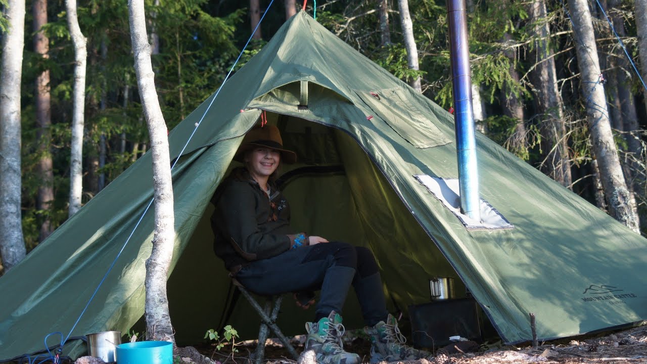Bushcraft z córką. Finlandia dzień 1 - Podróż, miejscówka na namiot, pierwsze ryby :)