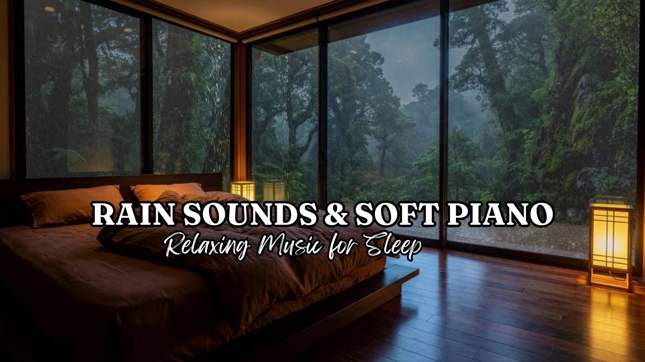 Relaxing Piano Music + Rain Sounds in Warm Bedroom | Sleep Music, Stress Relief, Anxiety, Meditation