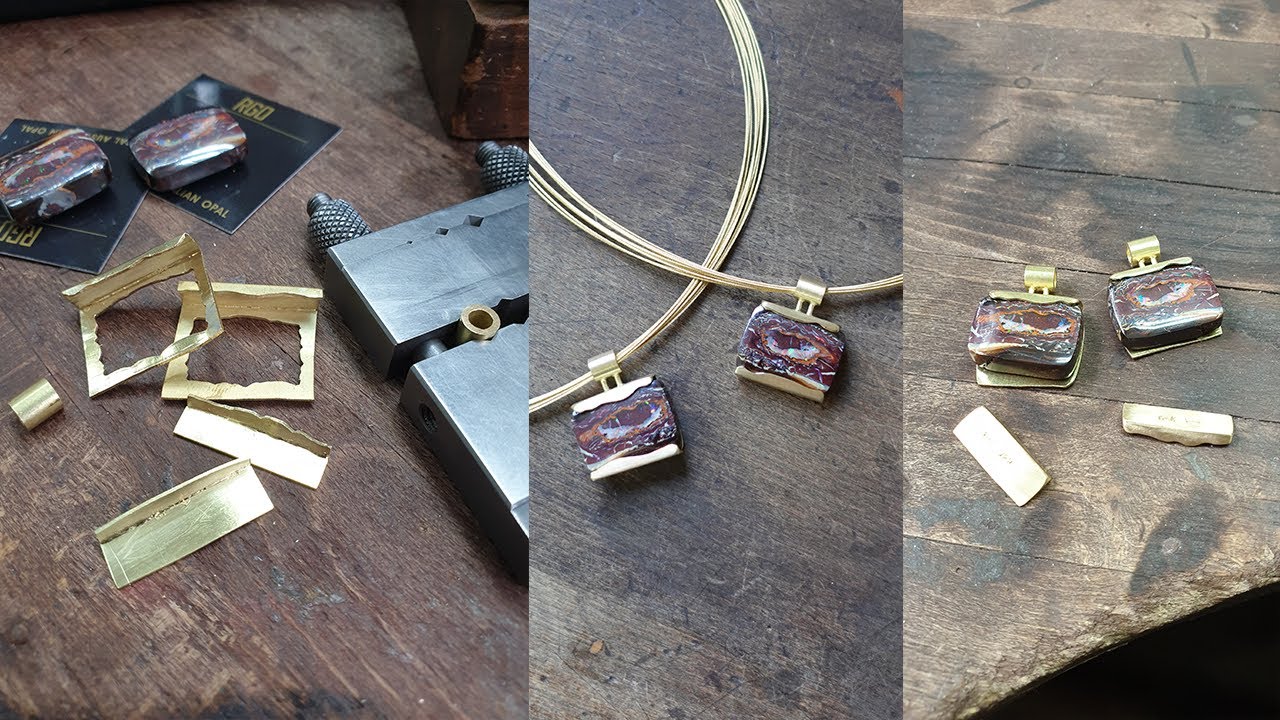 Zwei goldene Anh&auml;nger mit Opal f&uuml;r Zwillinge