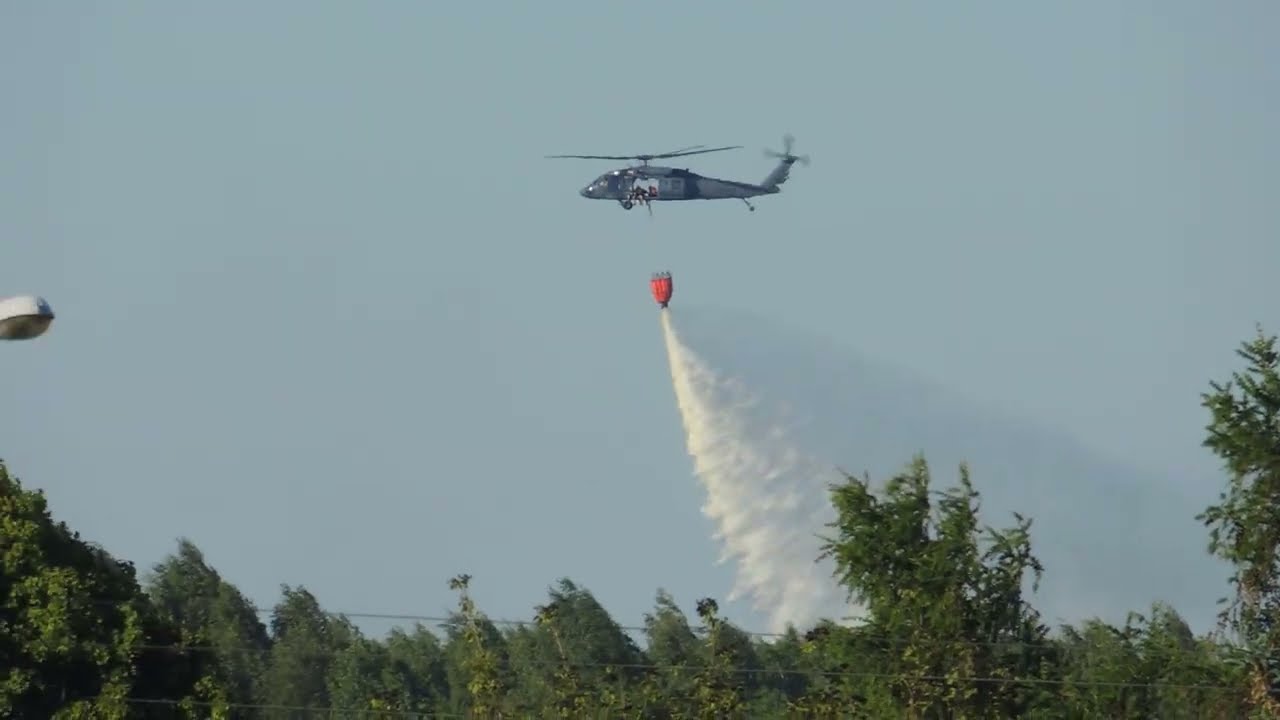 Pożar Las Kleszczele - Hajnówka Akcja Gaśnicza Helikopter