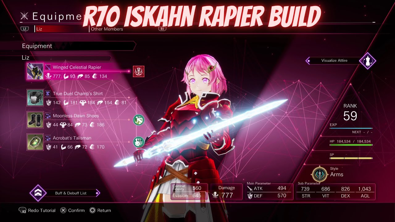 Sword Art Online Last Recollection R70 Iskahn Rapier Evasion Build