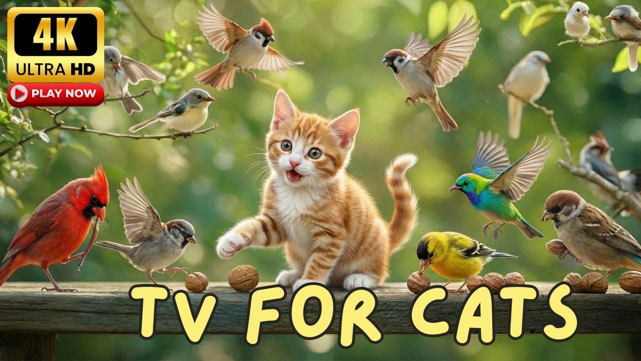 TV for Cats 🐾 Nature TV — Peaceful Birds, One Squirrel & Pure Calm for Happy Cats | 4K UHD NO ADS